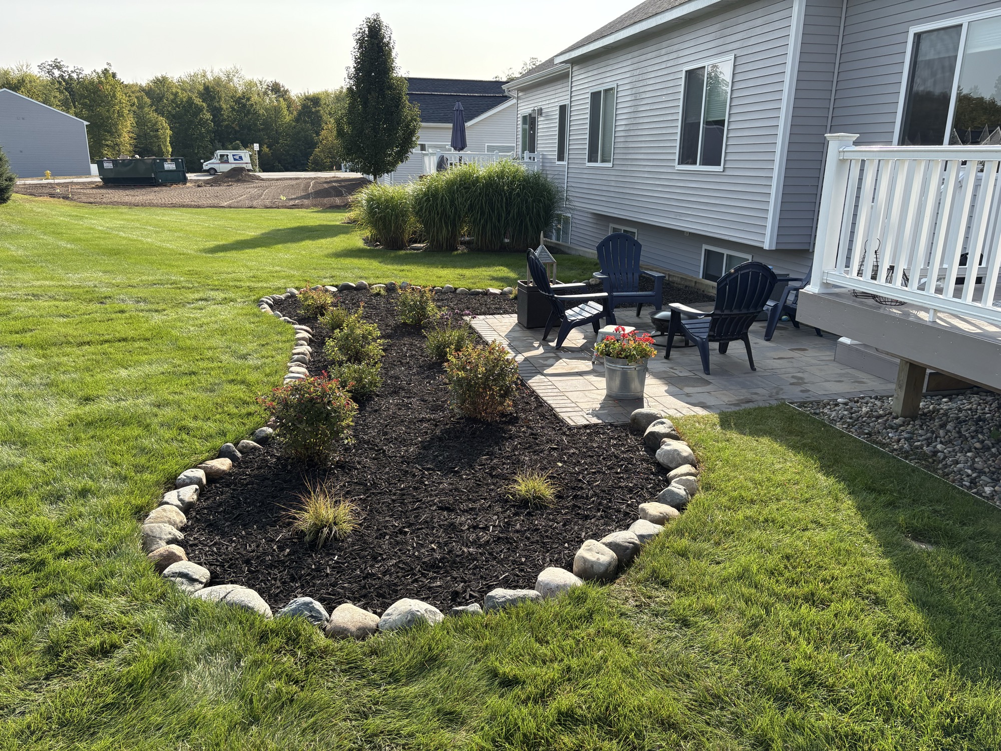 Landscape bed and patio