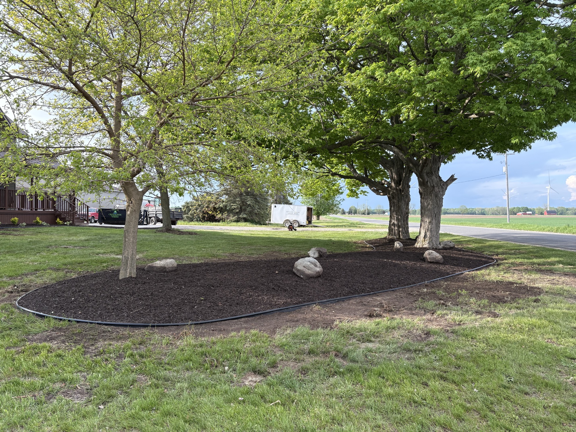 Mulching project by North Shade Lawn
